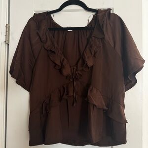 Old Navy Satin Ruffle Tie-Front Top